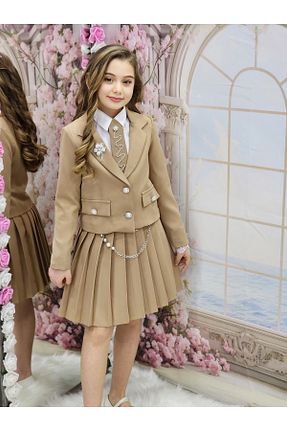 کت و شلوار بژ بچه گانه یقه کتی N.S.K NEWSTAR KİDS - کد 871477693