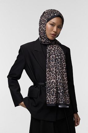 شال قهوه ای زنانه کرپ Qef - کد 871385057