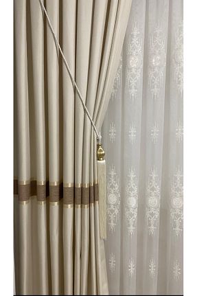 پرده زمینه بژ ساتن CEMRE - کد 871406911