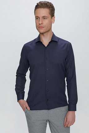 پیراهن سرمه ای مردانه اسلیم فیت Efor - کد 646904401