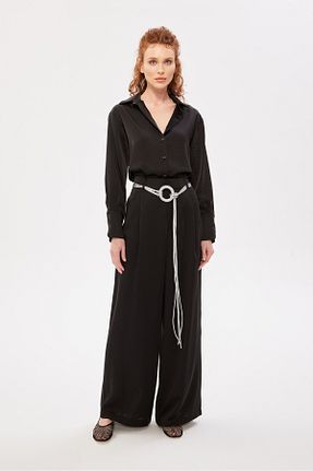 بلوز مشکی زنانه یقه پیراهنی Berr-ın - کد 871449430