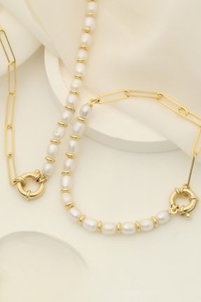 گردنبند مروارید طلائی مروارید آب شیرین Nox Jewelry - کد 841754212