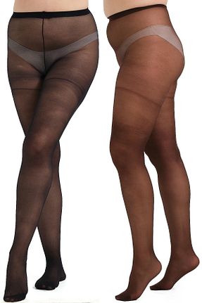 جوراب شلواری سایز بزرگ قهوه ای زنانه ساده C&CITY - کد 871446766