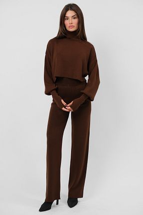 ست بالاتنه و پائین تنه قهوه ای زنانه تریکو 4S1B FASHION - کد 871447514