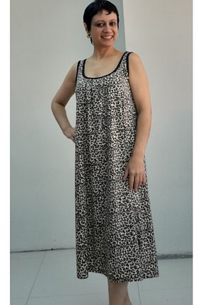 لباس سایز بزرگ قهوه ای زنانه ویسکون Mertcan Butik - کد 871467924