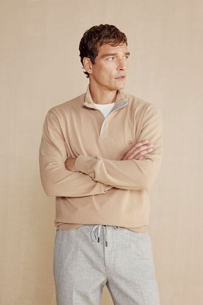پلیور قهوه ای مردانه ساده BROOKS BROTHERS - کد 871500071