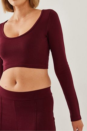 ست بالاتنه و پائین تنه زرشکی زنانه بافتنی Bianco Lucci - کد 871507158