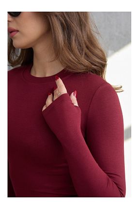 بادی زرشکی زنانه یقه دوچرخه Elif Özbey Butik - کد 871532729