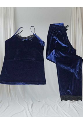 ست لباس راحتی سرمه ای زنانه ساده TRİYA FASHİON - کد 871534238