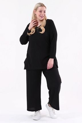 ست بالاتنه و پائین تنه سایز بزرگ مشکی زنانه فاق بلند tarzımsüper - کد 635345510