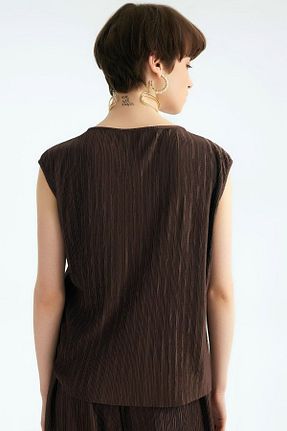 بلوز قهوه ای زنانه ساده Vivika - کد 871543514