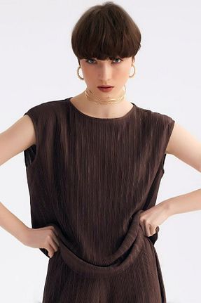 بلوز قهوه ای زنانه ساده Vivika - کد 871543514