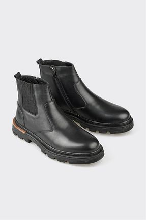 بوت / نیم بوت مشکی مردانه چرم خالص Elle - کد 871579787