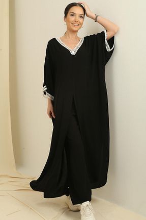 ست بالاتنه و پائین تنه مشکی زنانه بافتنی By Saygı - کد 804934256