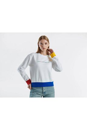 سوئیشرت سفید زنانه چاپی United Colors of Benetton - کد 871625218