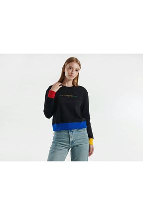 سوئیشرت مشکی زنانه چاپی United Colors of Benetton - کد 871625217