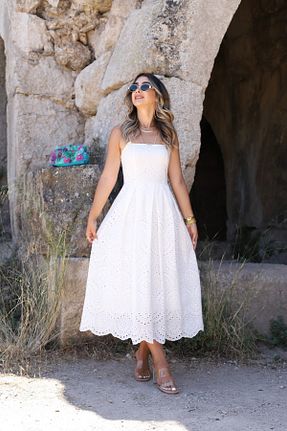 لباس سفید زنانه بافتنی bytugcekaya - کد 844401939