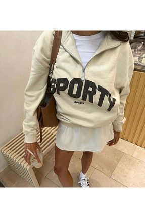 سوئیشرت بژ زنانه چاپی Madmext - کد 871633418