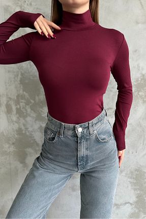 بلوز زرشکی زنانه ساده macharel jeans - کد 871632767