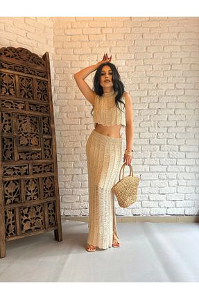 ست بالاتنه و پائین تنه بژ زنانه تریکو moneta boutique - کد 806386772