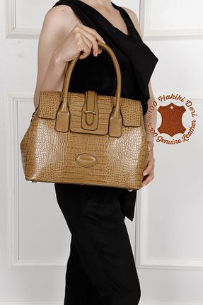 کیف دوشی قهوه ای زنانه چرم خالص GÖNDERİ(R) - کد 753267221