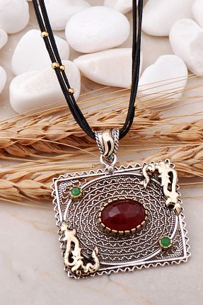 گردنبند نقره زرشکی زنانه 925 عیار Sümer Telkari - کد 243809315