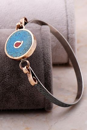 دستبند نقره آبی زنانه 925 عیار Sümer Telkari - کد 176528772