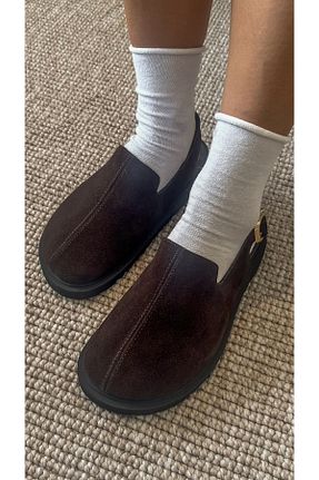 دمپائی قهوه ای زنانه چرم خالص SİBA SHOES - کد 871651039