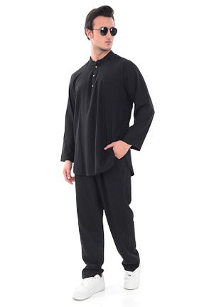ست بالاتنه و پائین تنه مشکی مردانه بافتنی Suffa - کد 866699937