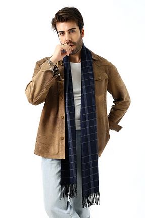 شال گردن سرمه ای مردانه اکریلیک kdm kadim tekstil - کد 871671533