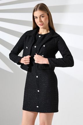 ست بالاتنه و پائین تنه مشکی زنانه بافتنی Mois Atelier - کد 871683114