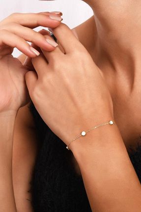 دستبند طلا زرد زنانه 14 عیار Bayar Gold - کد 520846274