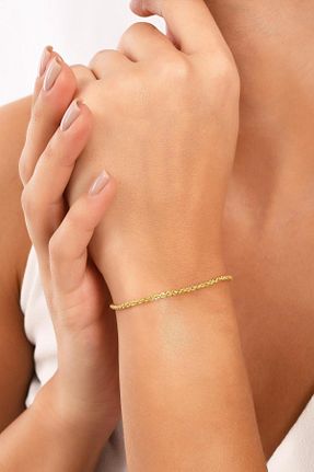 دستبند طلا زرد زنانه 14 عیار Bayar Gold - کد 639500969