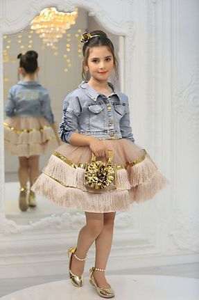 لباس مجلسی و فارغ التحصیلی صورتی بچه گانه توری By Feyza Kids Collection - کد 871764333