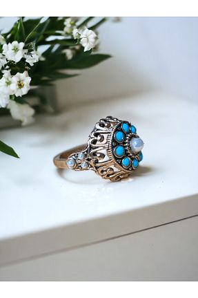 انگشتر جواهر فیروزه ای زنانه مروارید FAYRA ACCESSORIES - کد 808780898