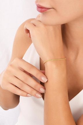 دستبند طلا زرد زنانه 14 عیار Bayar Gold - کد 639500969