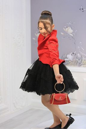 لباس مجلسی و فارغ التحصیلی قرمز بچه گانه توری By Feyza Kids Collection - کد 871866729