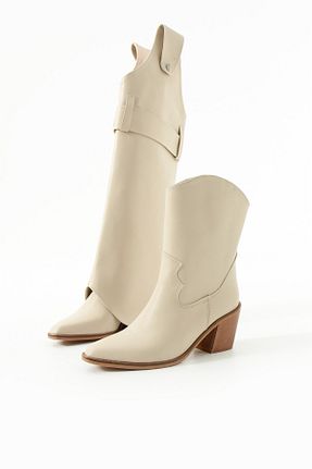 چکمه بژ زنانه چرم مصنوعی Gökçe Shoes - کد 871705139