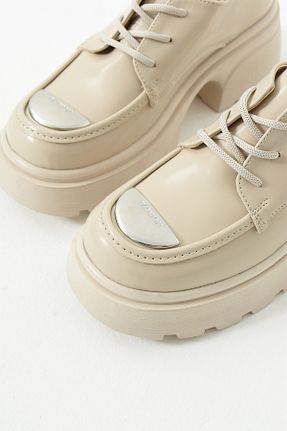 کفش لوفر بژ زنانه چرم لاکی Gökçe Shoes - کد 871870980