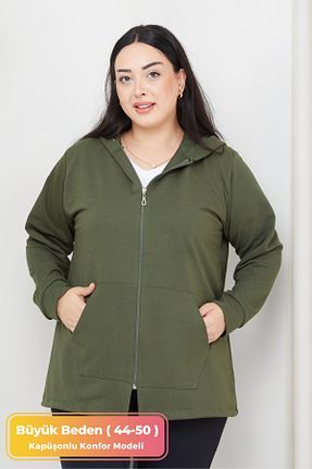 سوئیشرت سایز بزرگ خاکی زنانه سایز بزرگ tarzımsüper - کد 770381906