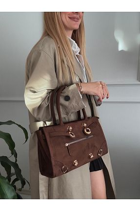 کیف دوشی قهوه ای زنانه چرم مصنوعی mèche atelier since 2024 - کد 871704075