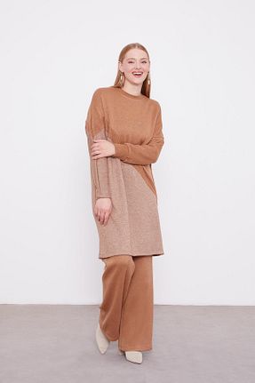 ست بالاتنه و پائین تنه قهوه ای زنانه بافتنی Levidor - کد 871204144