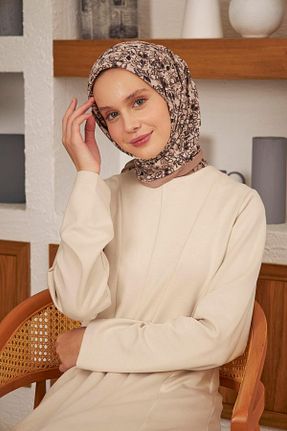 شال قهوه ای زنانه ابریشم Şalland - کد 775371092