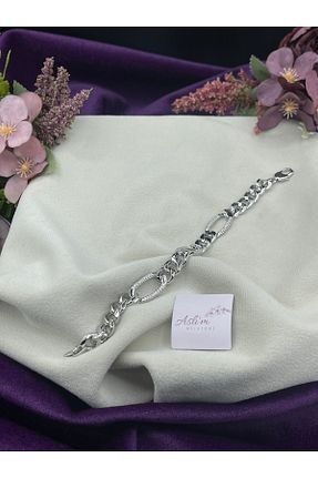 دستبند استیل (فولاد) طوسی زنانه استیل ضد زنگ AWDOY - کد 871762454