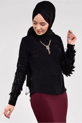 بلوز حجاب مشکی زنانه Straight TRENDTESETTÜR - کد 59125223