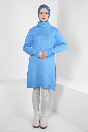 تونیک حجاب آبی زنانه مخلوط پلی استر Alvina - کد 790165334