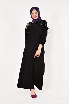 بلوز حجاب مشکی زنانه Straight TRENDTESETTÜR - کد 58717632