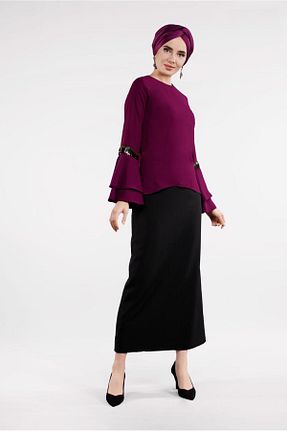 بلوز حجاب بنفش زنانه Straight TRENDTESETTÜR - کد 58707938