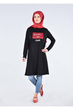 تونیک حجاب مشکی زنانه مخلوط پلی استر TRENDTESETTÜR - کد 59078629