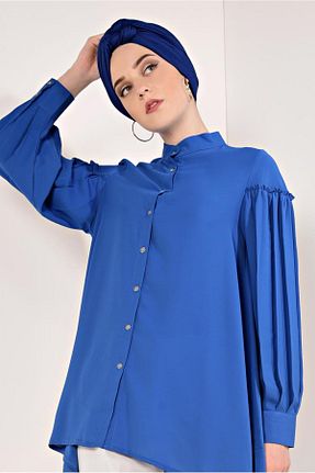 تونیک حجاب سرمه ای زنانه پنبه پلی استر TRENDTESETTÜR - کد 58718887